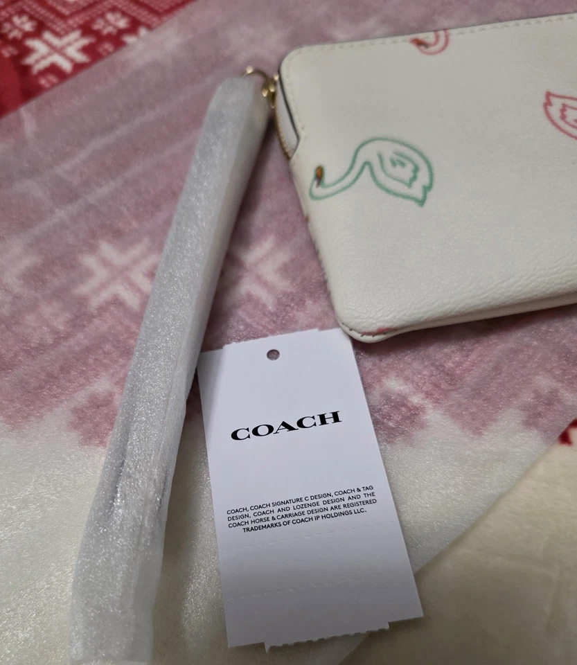 Muñequera Coach para mujer con cremallera en esquina y estampado de cisne nueva con etiquetas-C8380 Foto 2 de 4