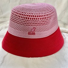 Kangol Tropic Double Mesh Lahinch Bucket Hat Pink Red Knit Y2K Streetwear