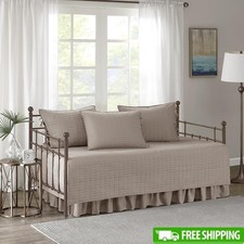 5 Piece Microfiber Daybed Set Quilted Cover Hypoallergenic Shams Bedskirt New