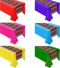 6 Pcs Fiesta Tablecloth 108 X 54 Inch Plastic Tablecover Waterproof Mexican Tabl