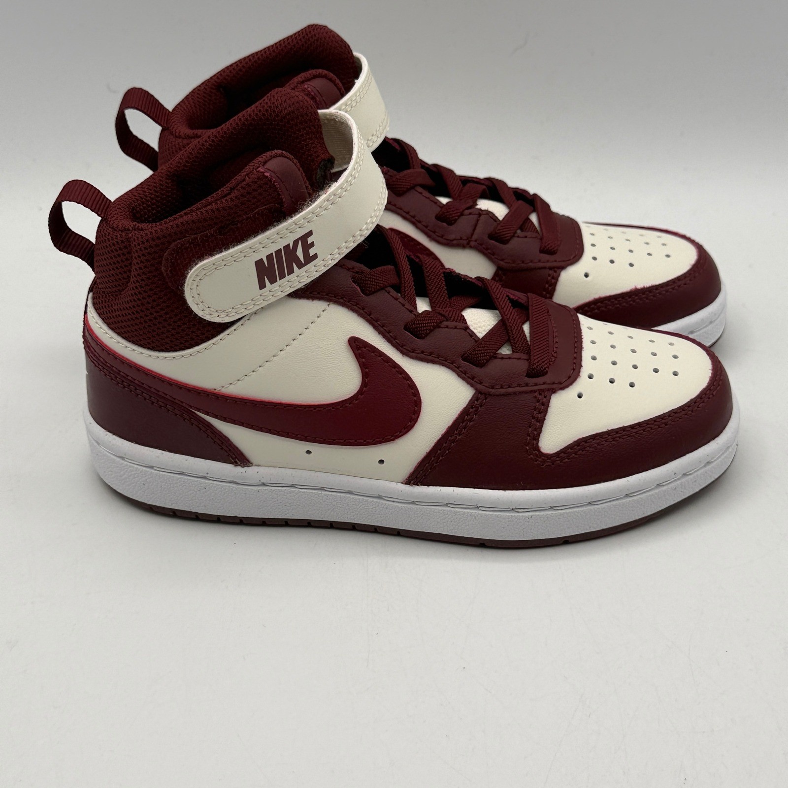 Nike Court Borough Mid 2 Shoes Kids 12C Soft Pearl Dark Red Mid Top CD7783-013