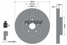 2x TEXTAR PRO Disque de frein Avant pour SUBARU IMPREZA 3/5 portes (GR, GH, G3)