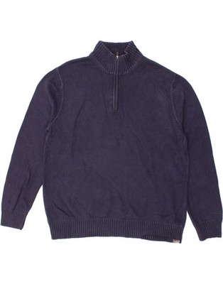 EDDIE BAUER Herren Zip Neck Pullover Pulli XL Navy Blau Baumwolle CE10