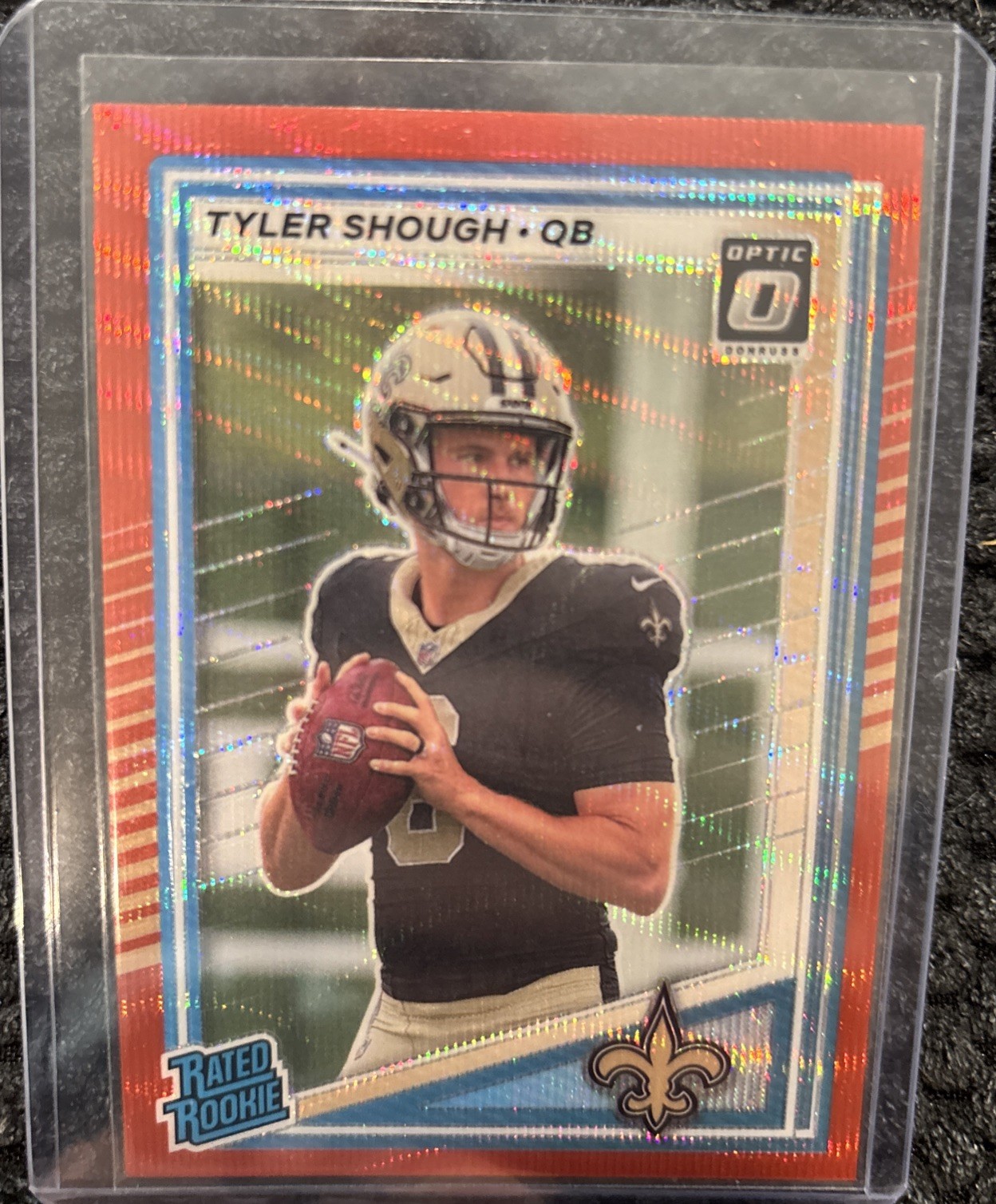 2025 Donruss Tyler Shough RED WAVE OPTIC PREVIEW RATED ROOKIE #304 Saints