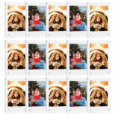 JUOIFIP 15 Pack Acrylic Polaroid Refrigerator Magnet Picture Frames, Clear Mini