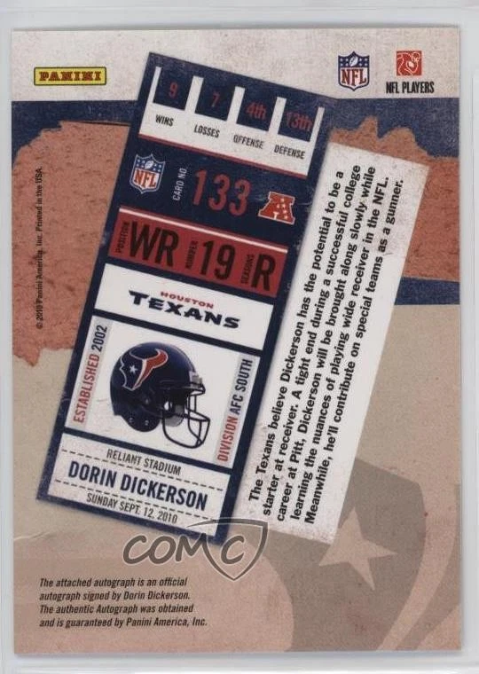 2010 Playoff Contenders Dorin Dickerson #133 Rookie Auto RC - Image 2 of 2