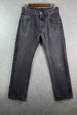 Levis Jeans 32x32 fit 30x29 Black 501 Button Fly Y2K Faded Button Fly Denim
