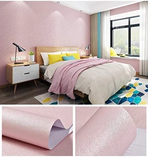 Papel pintado de seda rosa extraíble autoadhesivo Foto 4 de 4