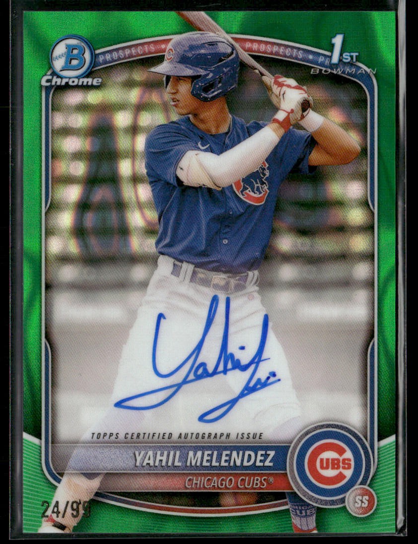 2025 Bowman Chrome Yahil Melendez #CPA-YM Green Lava 24/99 1st Bowman Auto (BT)