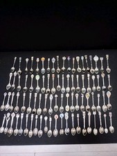 Gros Lot Ancienne Cuillères Souvenir Métal Argenté France Etranger & Émaillés