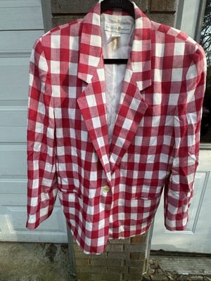 Vtg Women s Preswick And Moore Checkered Blazer Sz 16