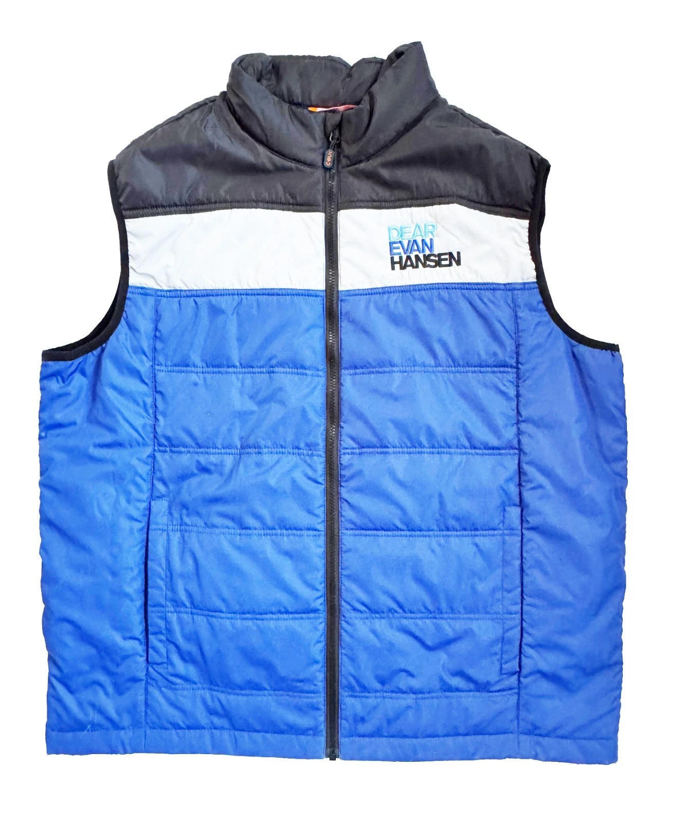 DEAR EVAN HANSEN Puffer Vest Full-Zip Blue White Black Cutter & Buck Size XL