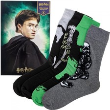 Harry Potter and Voldemort 4-Pair Crew Socks Lenticular Box Set Multi-Color