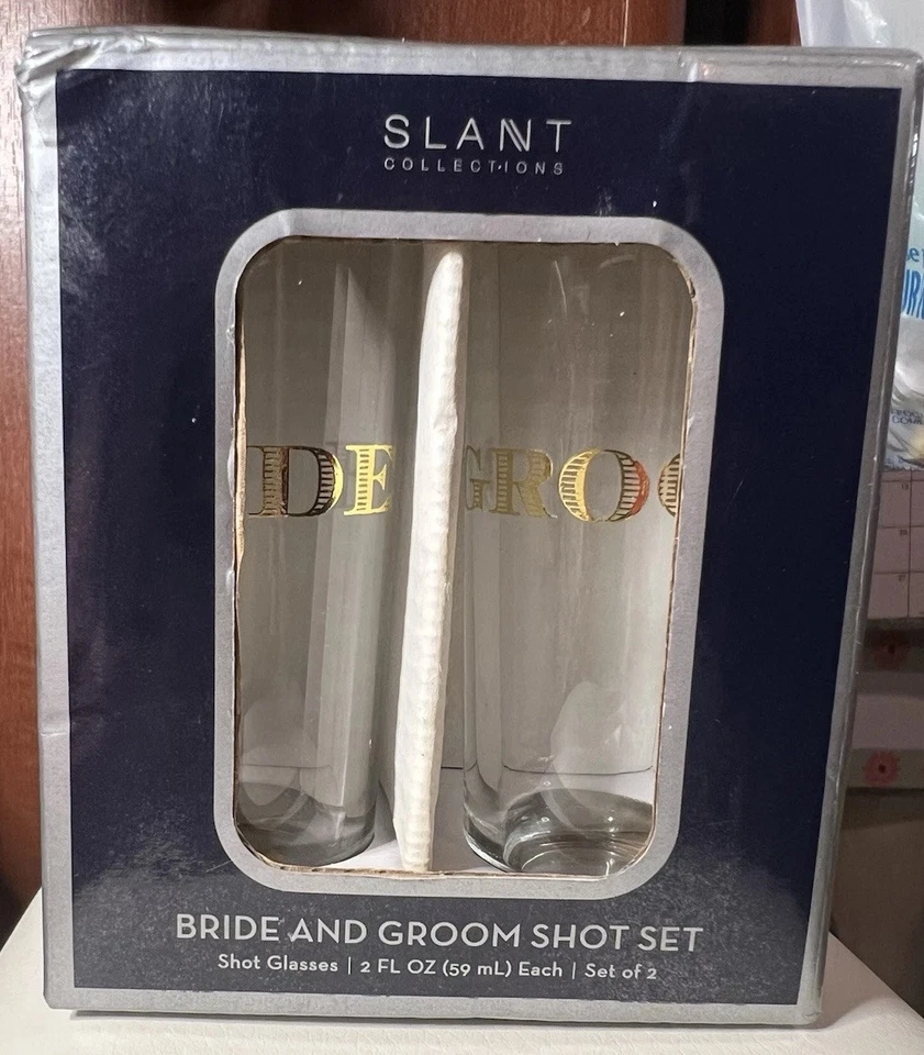 Juego de 2 vasos de chupito de boda para novia/novio Foto 2 de 4