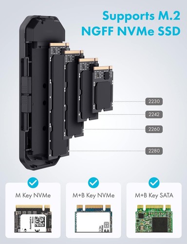 GRAUGEAR M.2 NVMe & NGFF 10Gbps SSD-Gehäuse, RTL9210B für alle M.2 Länge 2280, 2 - Photo 4/10