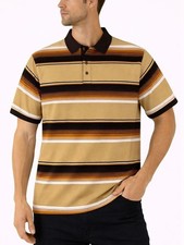 Old School Striped Pique Polo Shirt - KHAKI VB-0005
