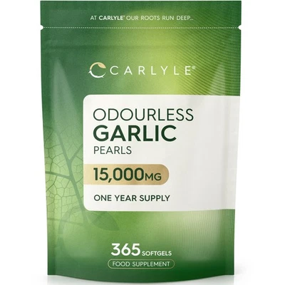 Odourless Garlic Pearls 15000mg | 365 Count | High Strength | By Carlyle