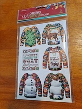 Ugly Christmas Sweater Stickers Crown Jewlz NIP 5 Sheets = 30 Stickers Adorable