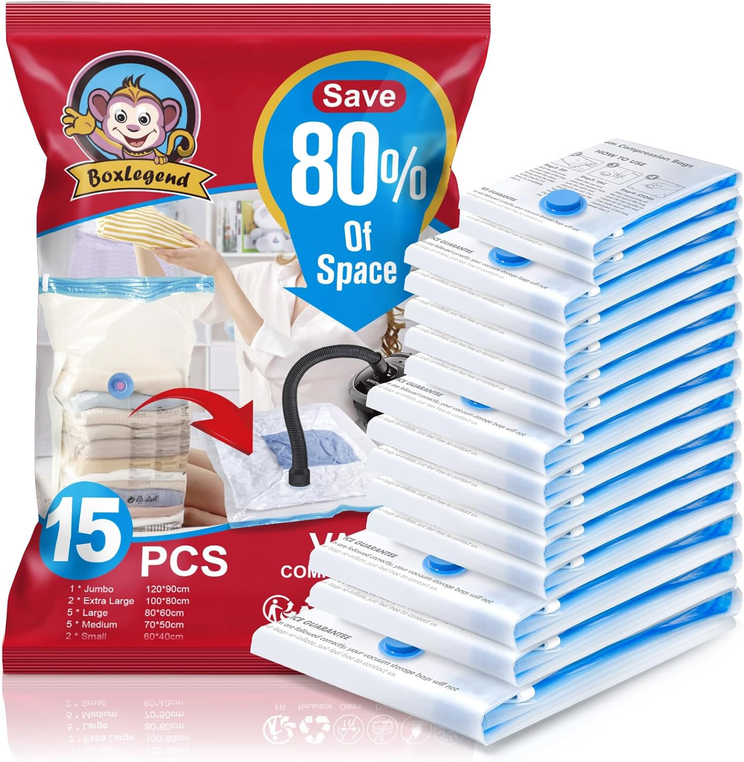 Sacchetti Sottovuoto Vestiti 15 Pezzi Tipo Spesso Sacchetti Sottovuoto 1XXL+ 2XL