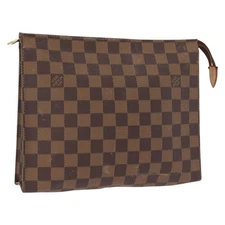 LOUIS VUITTON Damier Ebene Poche Toilette 26 Pouch N47543 LV Auth 150375