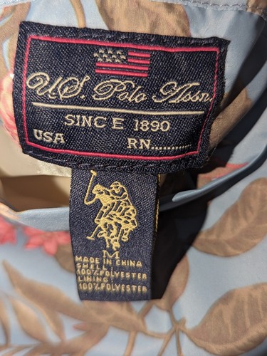 I.D. Polo Assn. Re Ersible Zip Jacket Khaki/Blue Floral Women Medium - Picture 6 of 12