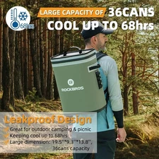 ROCKBROS Backpack Cooler Leak-Proof Soft & Waterproof Insulated Cooler Bag 36Can