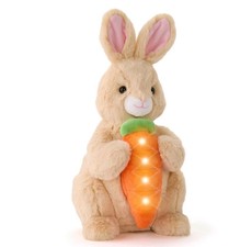 FAO Schwarz Glow Lights Up Toy 12  Plush LED w/Sound Tan BUNNY W CARROT NWT