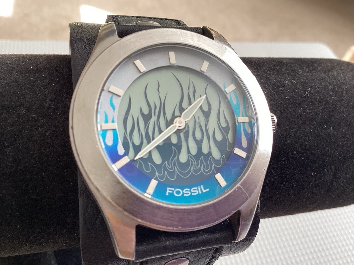 Fossil Big Tic JR8201 Anidigi Watch Animated Blue Flame Black