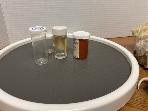 4 Vintage Pillen Kapseln Medizin Leerflasche Apotheker Apotheke Glas Behälter - Bild 2 von 2