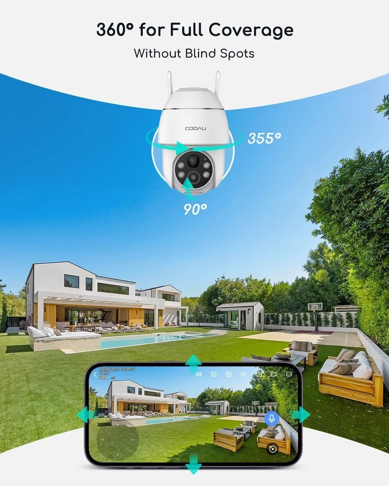 COOAU 4MP Solar Security Cameras Outdoor Wireless System, 5GHz & 2.4GHz WiFi - Image 4 of 4