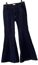Pilcro Anthropologie size 30 10 Flare Wide Leg Dark Blue Wash Jeans Bell Bottoms