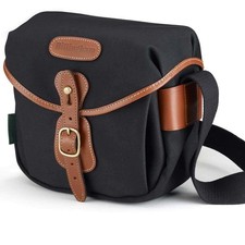 Image of Billingham Hadley Digital Shoulder Bag - Black Canvas / Tan Leather
