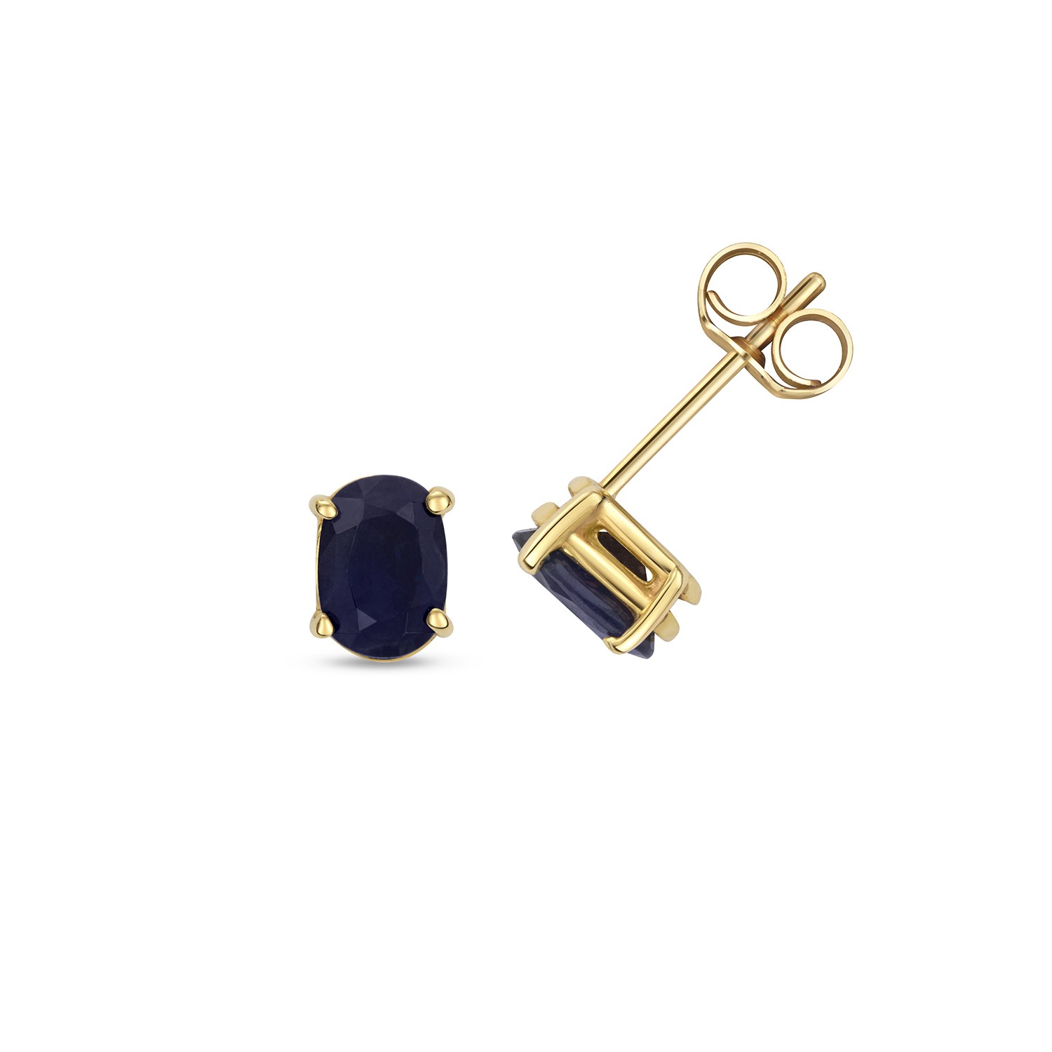 Boucles d'oreilles saphir bleu et or jaune 375/1000 de 6x4mm d'une élégance intemporelle