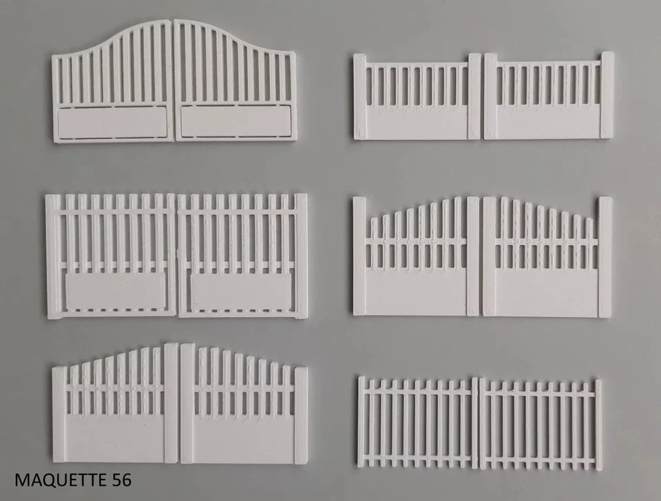 MAQUETTE 56 1/43 lot de 6 portails barrières blanc clôture entrée décor diorama modélisme