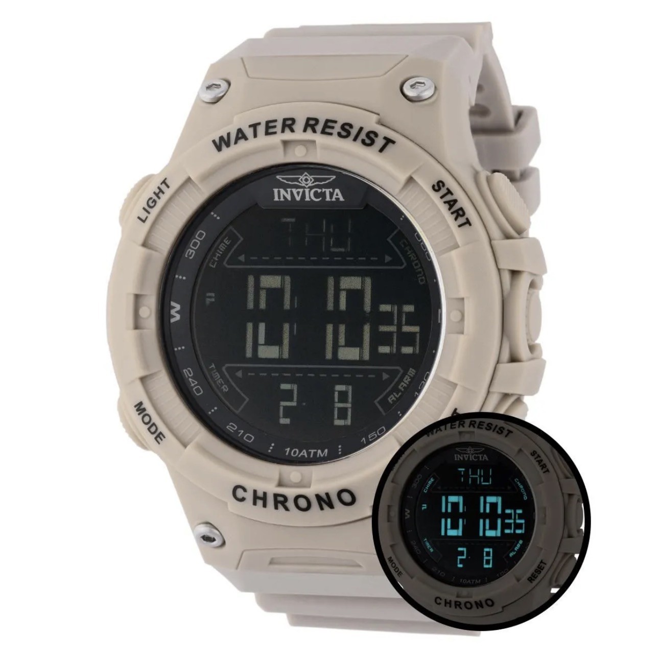 Invicta Racing Burnout Digital Men’s Watch 52mm Tan Tactical NEW