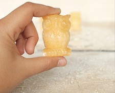 Orange Calcite Owl Carving 50mm — Wisdom Feng Shui Figurine