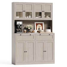 71" Tall Kitchen Pantry Cabinet w/ Charging Station Microwave Stand Drawers