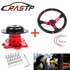 Racing Car 14"Deep Dish Drifting Steering Wheel & Quick Release Adapter Red