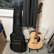 Fender FA-125CE Electro-Acoustic Dreadnought Guitar Natural 6-String RH Bag