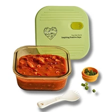 Microwave Safe Glass Lunch Container - 3.25 Cup Reusable Meal Prep & Freezer ...