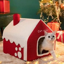 Christmas Snowhouse Cat Bed        