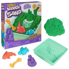 , Sandbox Set with 1lb Green Play Sand, 4 Tools  Molds, Storage, Sensory Toy...