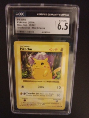 RED CHEEKS SHADOWLESS PIKACHU. VERY RARE ONE OF THE OG CARDS