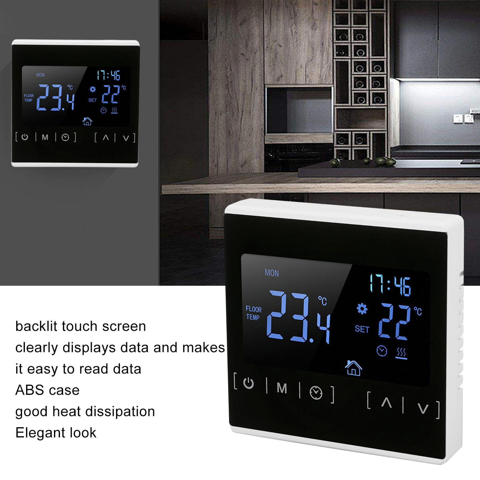 Smart Thermostat Backlit Touch Screen Dual Control Tempera... MOY-image