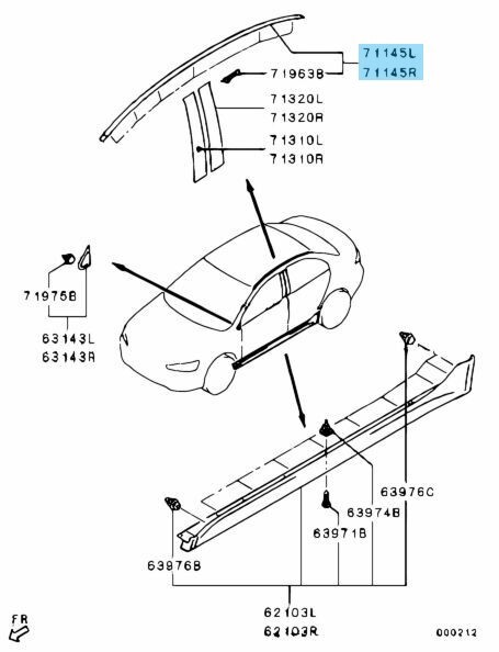 MITSUBISHI LANCER EVOLUTION X 10 CZ4A Genuine Roof Drip Moulding