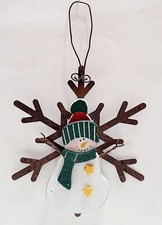 Christmas Snowman Snowflake Metal and Wood Ornaments 5"