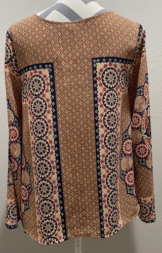 Blu Pepper Women's Boho Print Balloon Sleeve Blouse, Size m - Picture 4 of 6