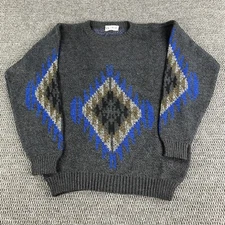Vintage 80s 90s Sweater Oggi Mode Men's Large Made Italy Southwestern Aztec