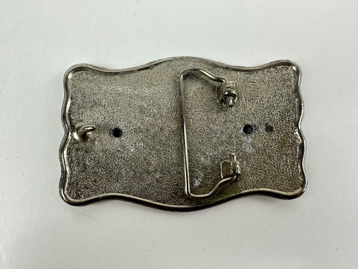 Vintage Silver Tone and Black Belt Buckle with Polished  display picture 3