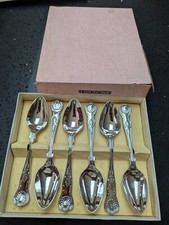  Set 6 cucchiaini frutta uva piatto Heritage vintage scatola originale 